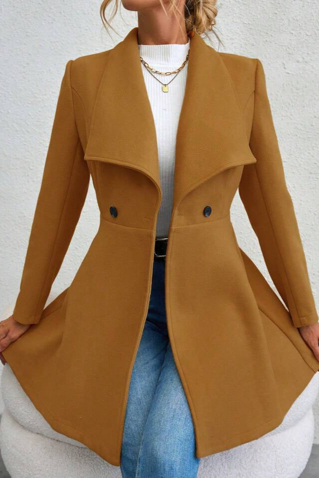 Mantel Damen mit Wasserfallkragen und taillierter Silhouette - J&B - 15 - Jasminaboutique.com