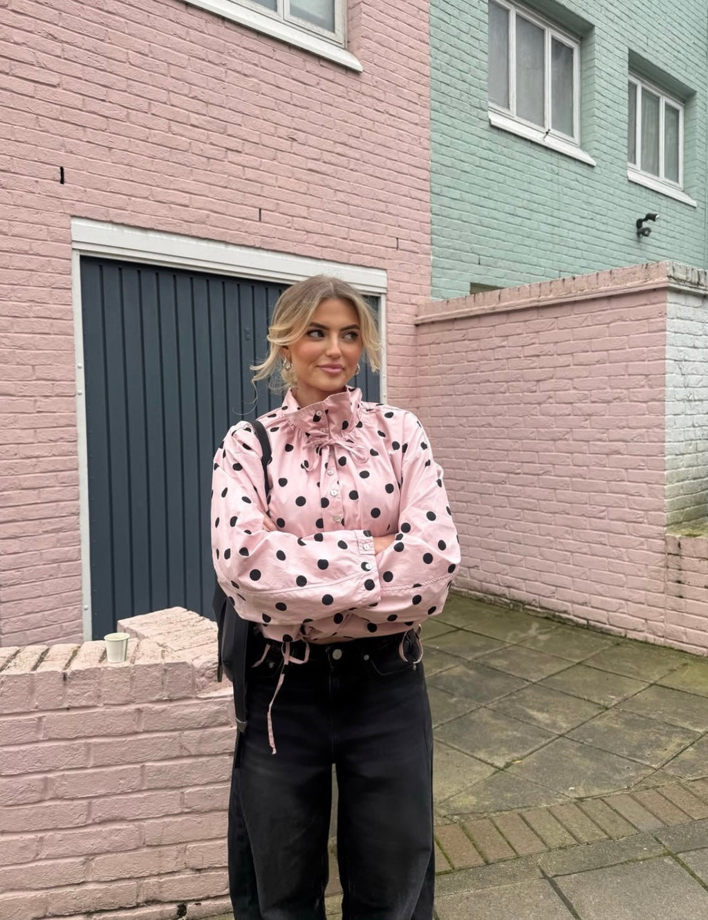 Bluse Damen mit hohem Kragen und Puffärmeln - J&B - 6 - Jasminaboutique.com