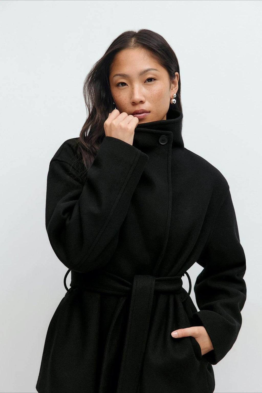 Jacke Damen mit hohem Kragen und Gürtel - J&B - 10 - Jasminaboutique.com