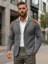 Blazer Herren mit strukturiertem Schnitt und Lederdetails - J&B - 1 - Jasminaboutique.com