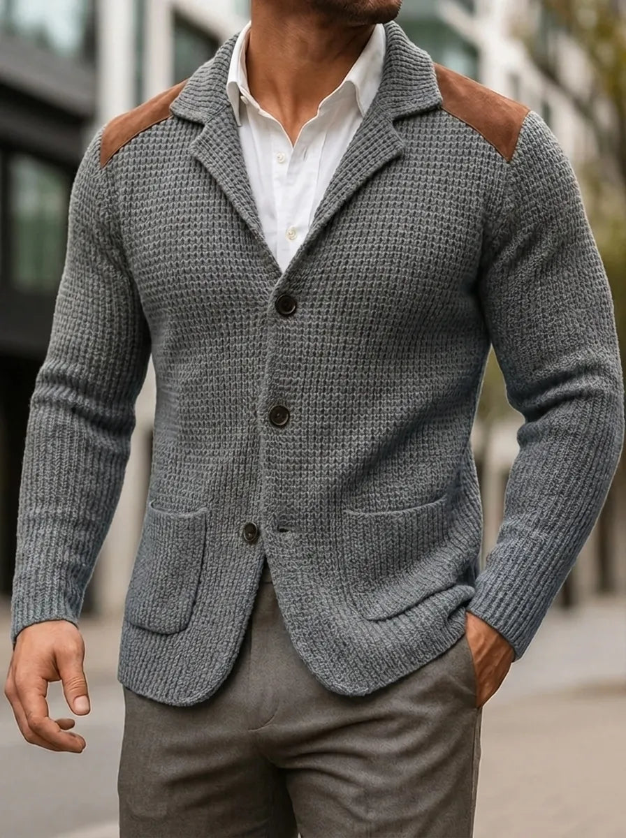 Blazer Herren mit strukturiertem Schnitt und Lederdetails - J&B - 3 - Jasminaboutique.com