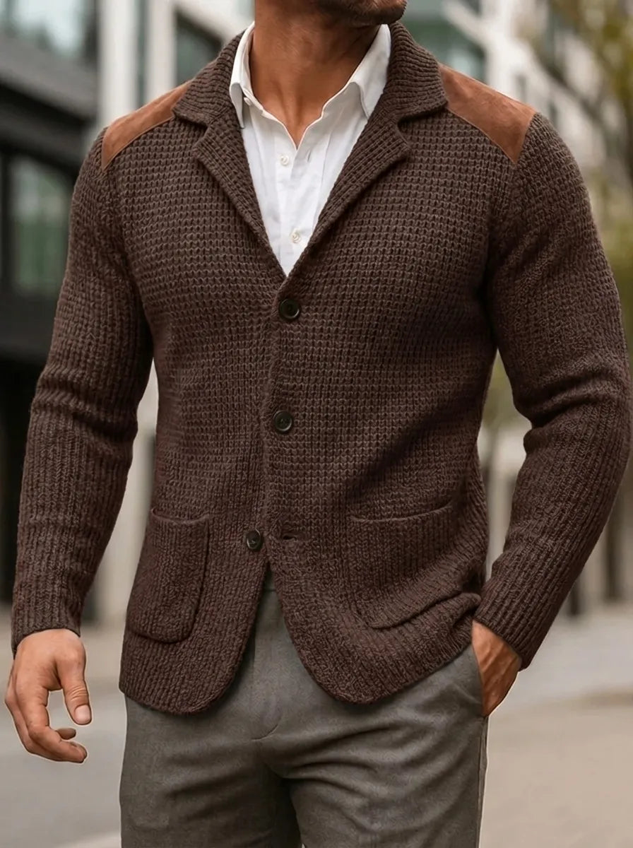 Blazer Herren mit strukturiertem Schnitt und Lederdetails - J&B - 5 - Jasminaboutique.com