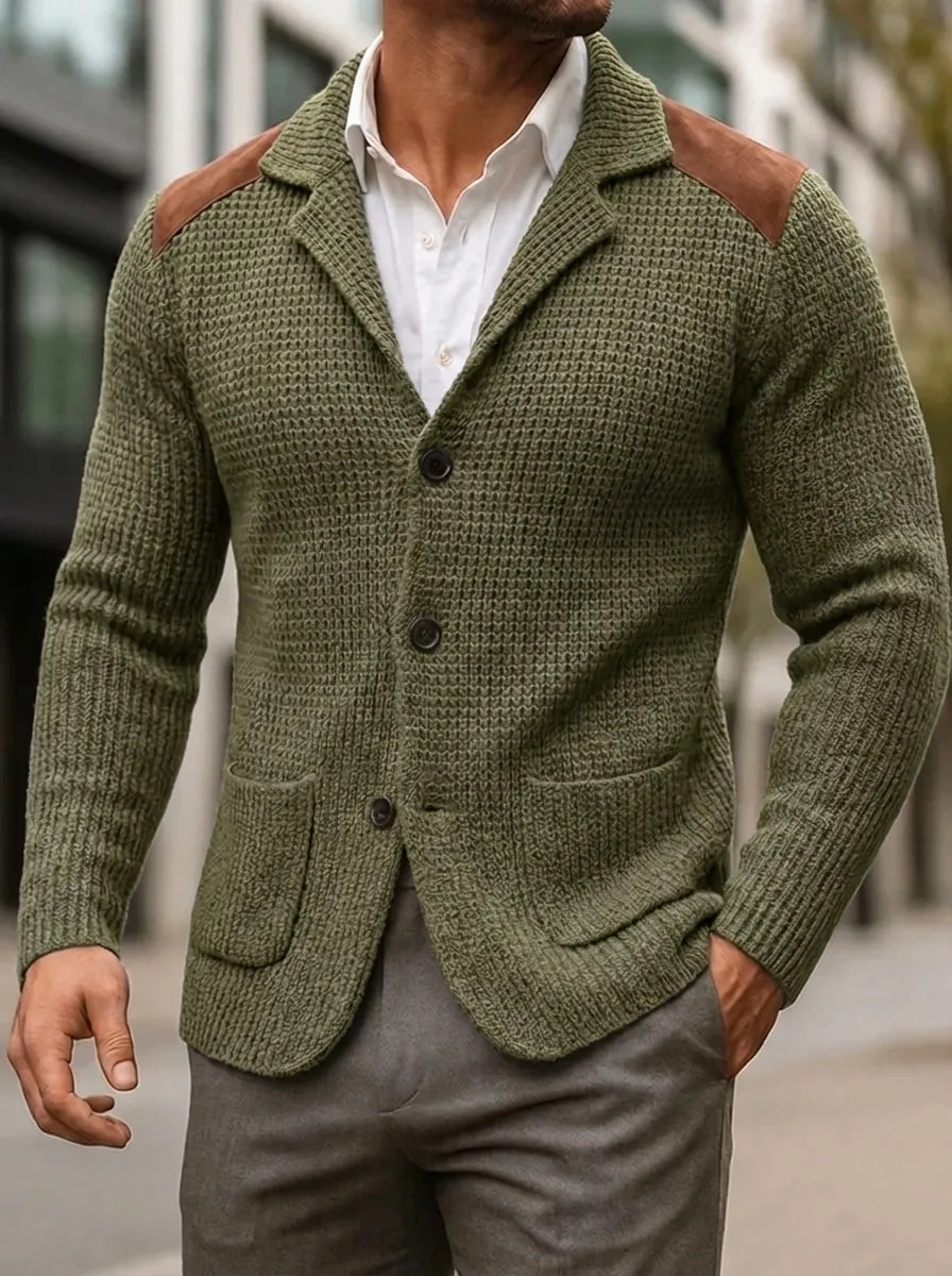 Blazer Herren mit strukturiertem Schnitt und Lederdetails - J&B - 6 - Jasminaboutique.com