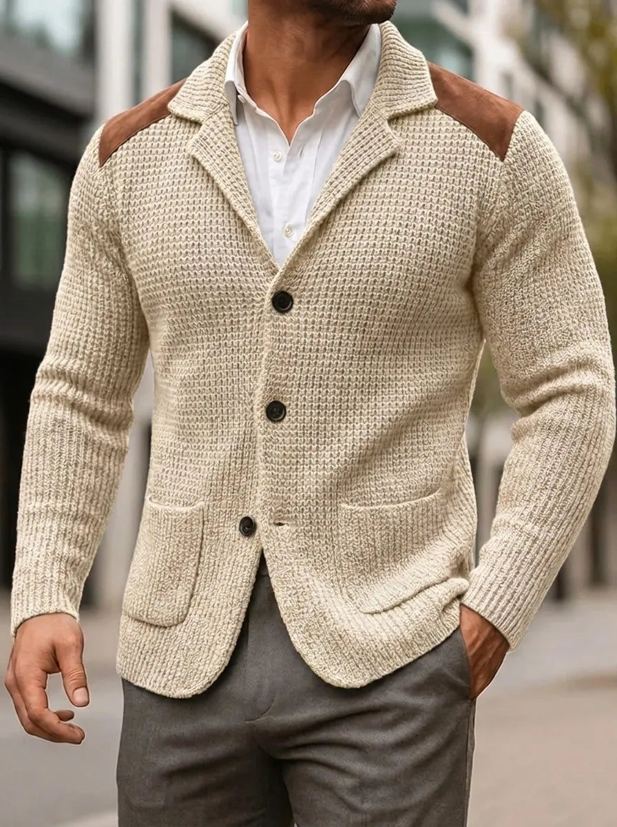 Blazer Herren mit strukturiertem Schnitt und Lederdetails - J&B - 8 - Jasminaboutique.com