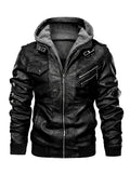 Lederjacke Herren mit Kapuze und Details - J&B - 4 - Jasminaboutique.com