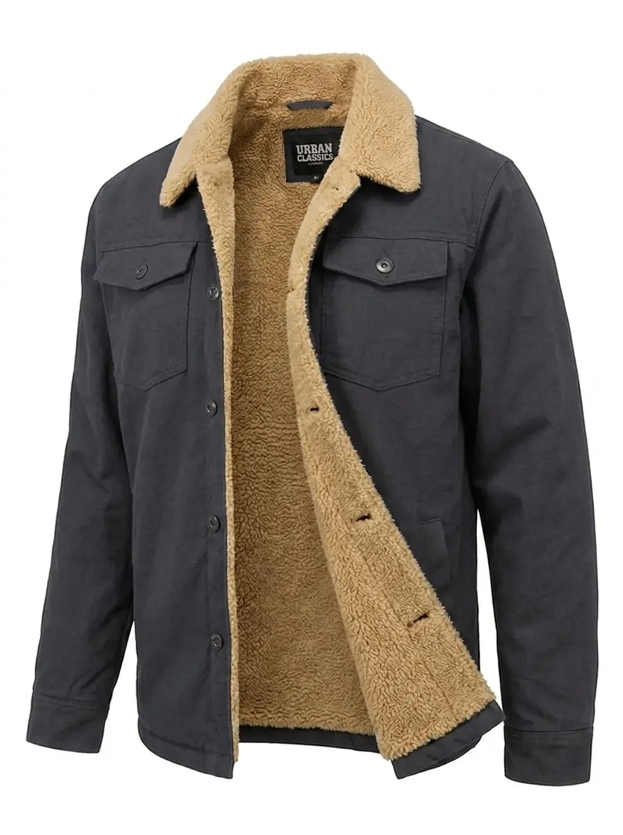 Herren Jacke mit Teddyfell-Kragen und Knopfleiste - J&B - 5 - Jasminaboutique.com
