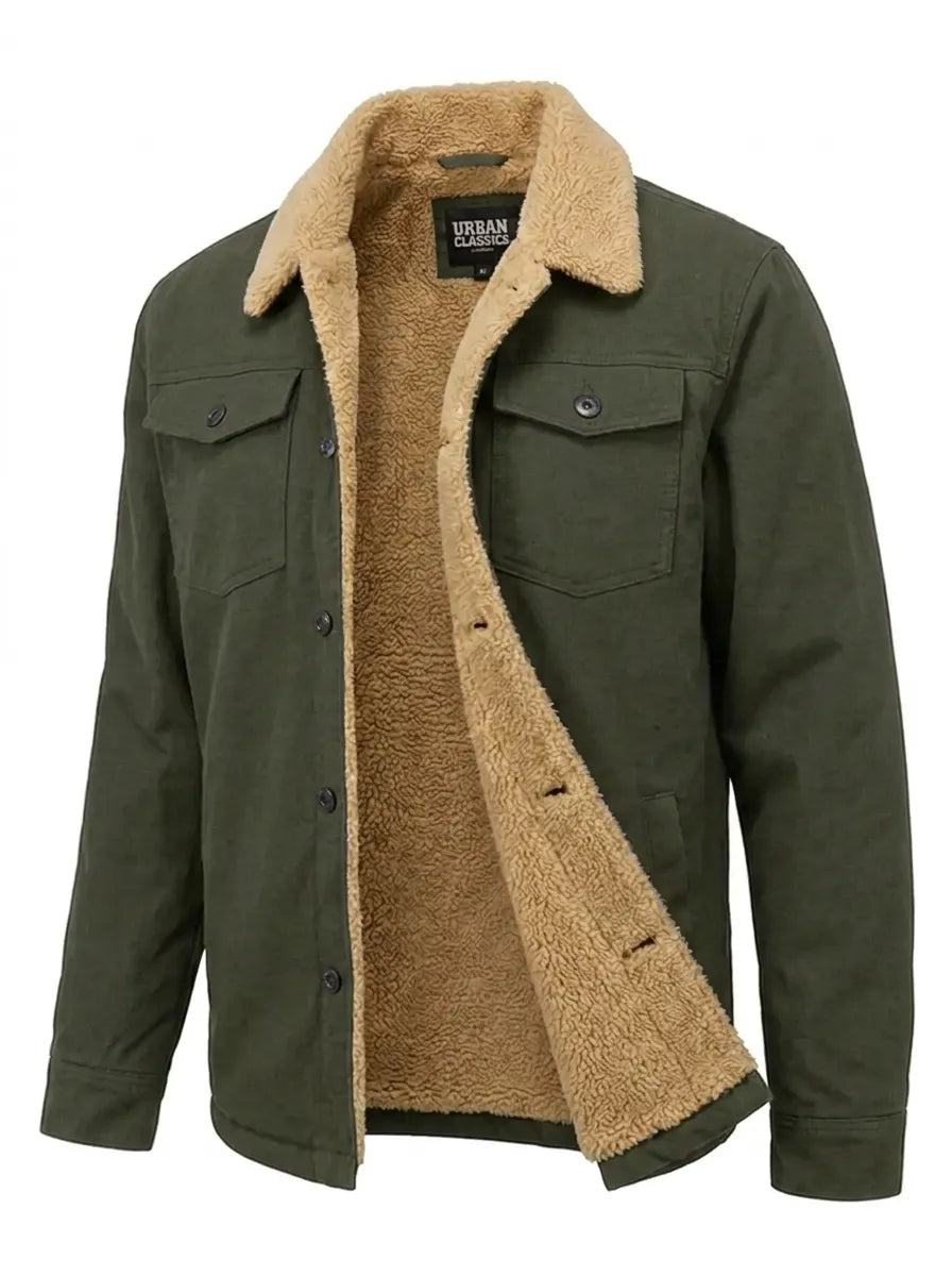 Herren Jacke mit Teddyfell-Kragen und Knopfleiste - J&B - 7 - Jasminaboutique.com