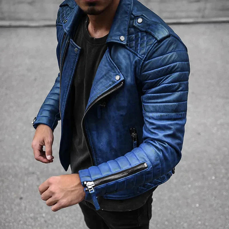 Herren Lederjacke mit modernem Schnitt und robusten Details - J&B - 2 - Jasminaboutique.com