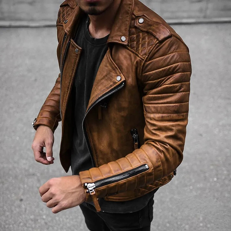 Herren Lederjacke mit modernem Schnitt und robusten Details - J&B - 3 - Jasminaboutique.com