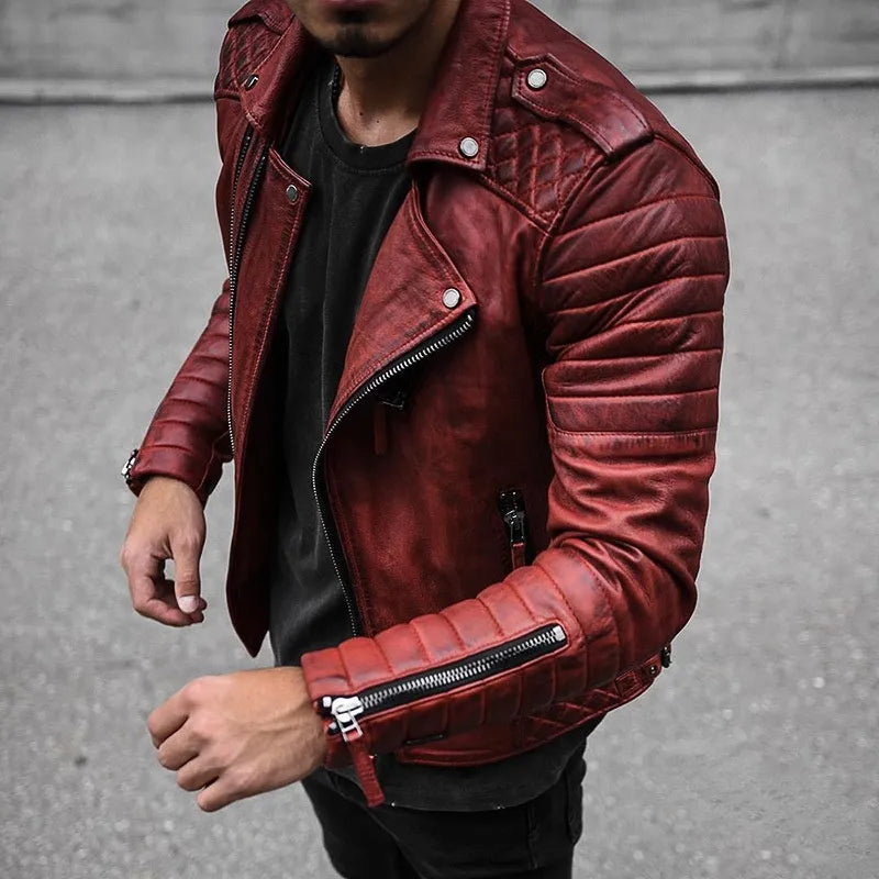 Herren Lederjacke mit modernem Schnitt und robusten Details - J&B - 4 - Jasminaboutique.com