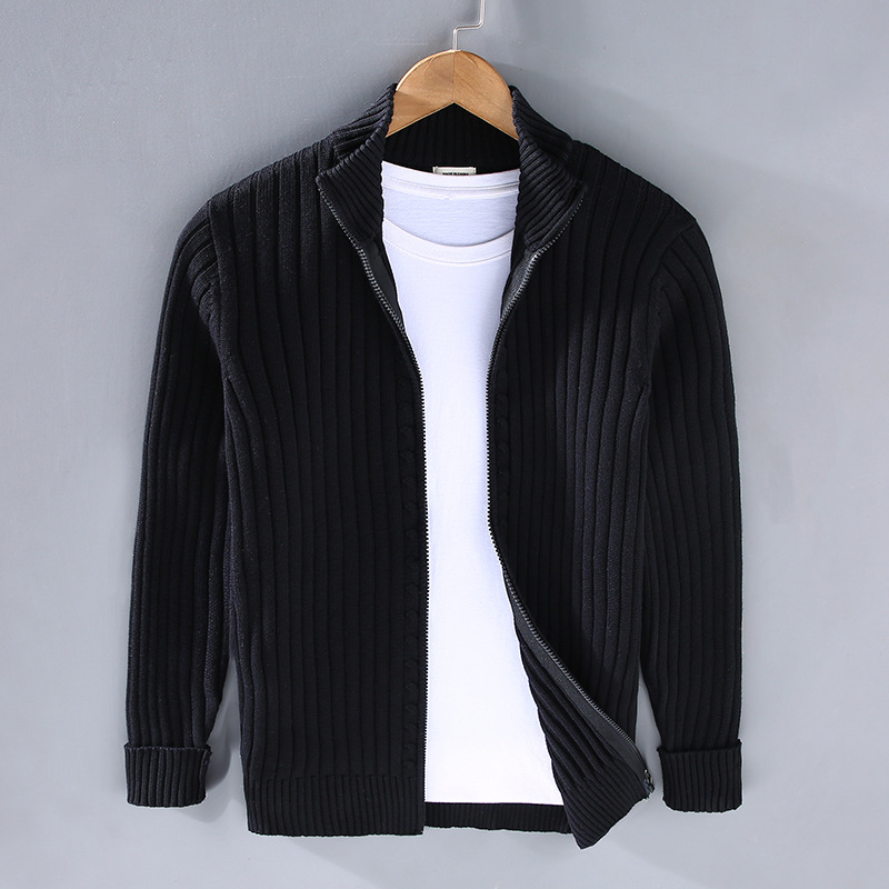 Herren Strickjacke mit Stehkragen und Rippstruktur - J&B - 1 - Jasminaboutique.com