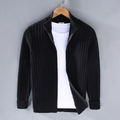 Herren Strickjacke mit Stehkragen und Rippstruktur - J&B - 1 - Jasminaboutique.com