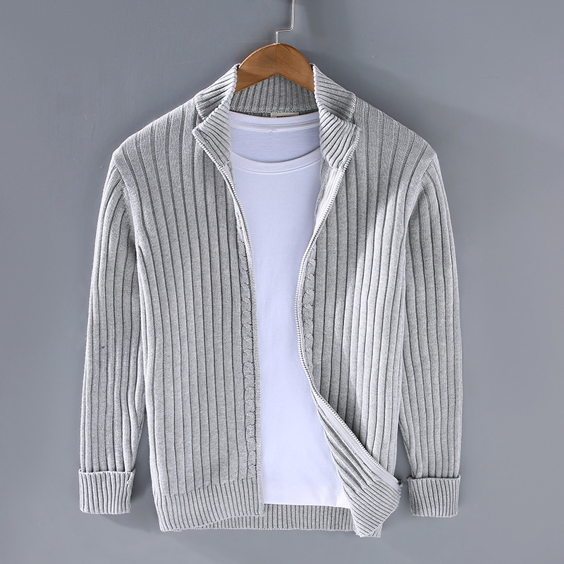Herren Strickjacke mit Stehkragen und Rippstruktur - J&B - 2 - Jasminaboutique.com