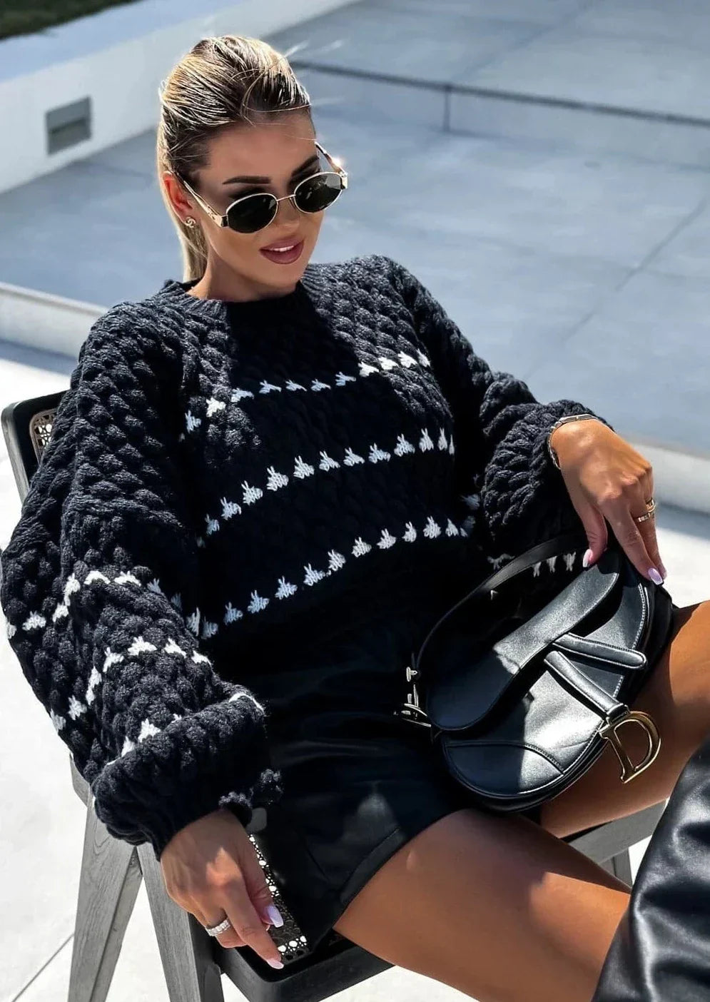 Pullover Damen mit weitem Schnitt und Ballonärmeln - J&B - 7 - Jasminaboutique.com