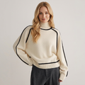 Pullover Damen mit Stehkragen und kontrastierenden Details - J&B - 1 - Jasminaboutique.com