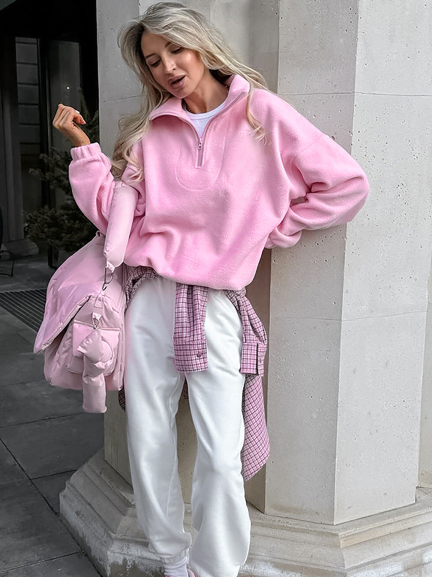 Pullover Damen mit Stehkragen und Reißverschluss - J&B - 2 - Jasminaboutique.com