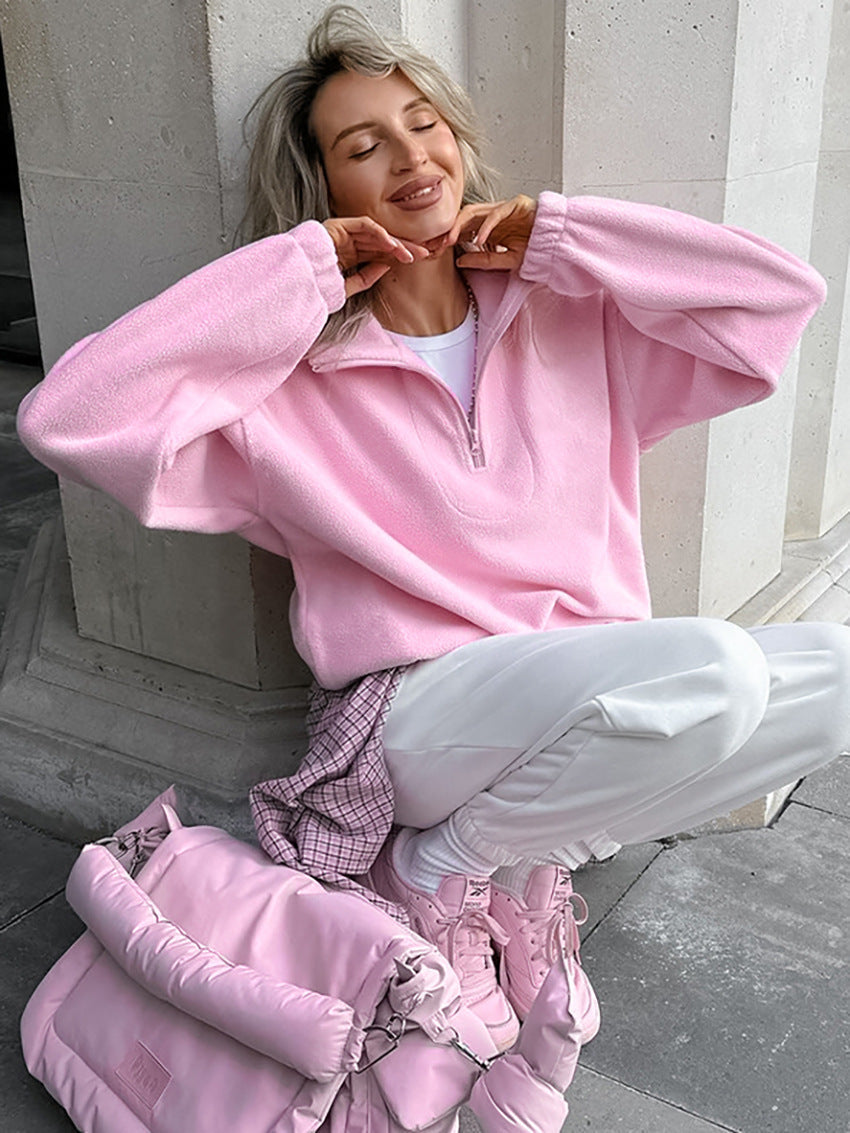 Pullover Damen mit Stehkragen und Reißverschluss - J&B - 3 - Jasminaboutique.com