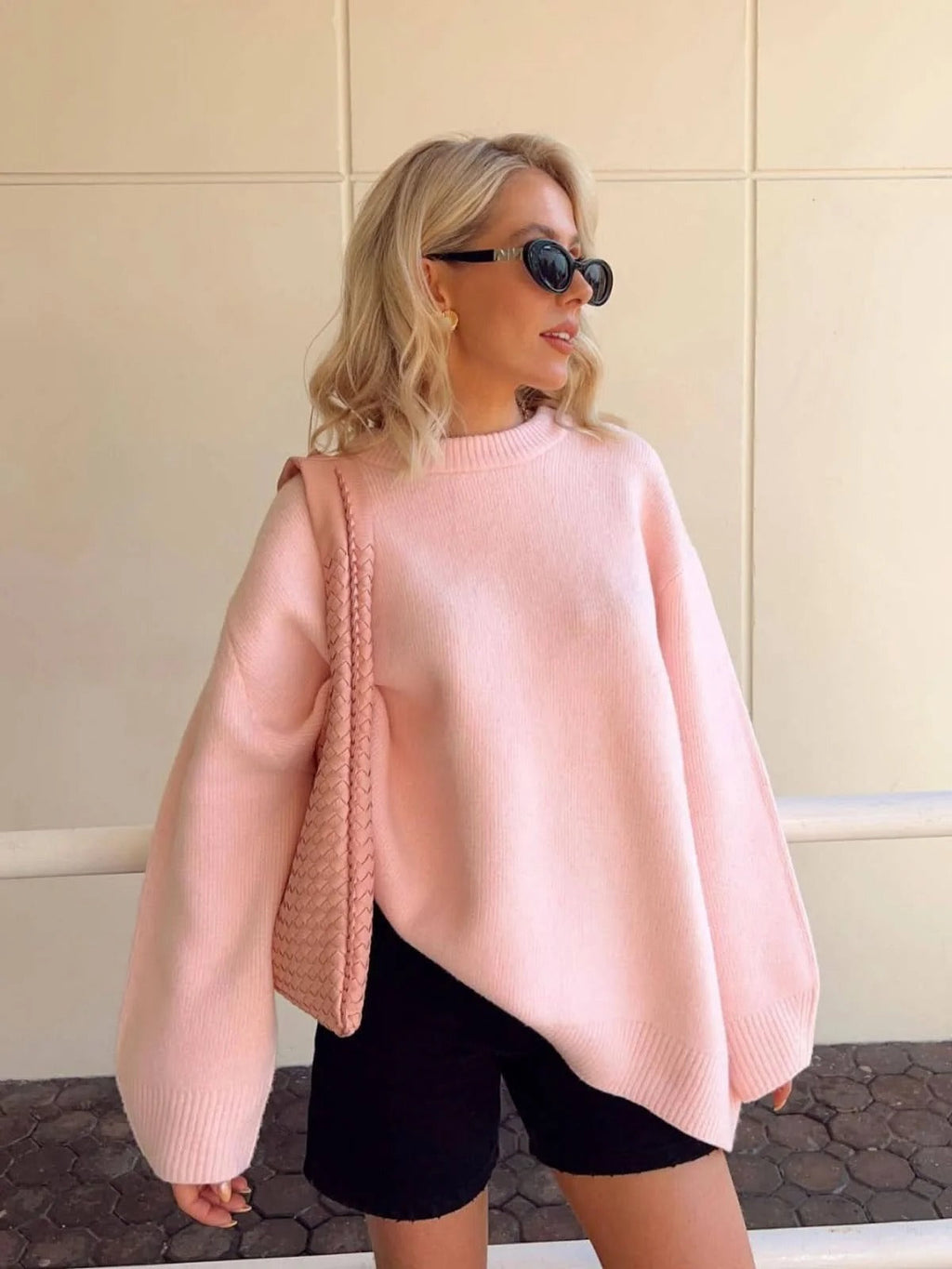 Pullover Damen mit oversized Schnitt und langen Ärmeln - J&B - 2 - Jasminaboutique.com