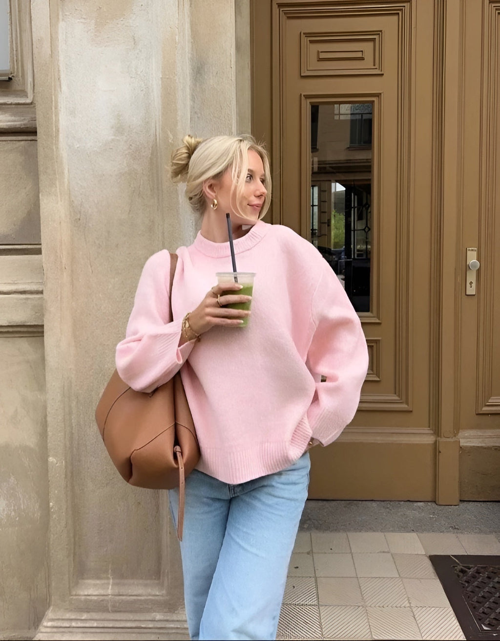 Pullover Damen mit oversized Schnitt und langen Ärmeln - J&B - 3 - Jasminaboutique.com