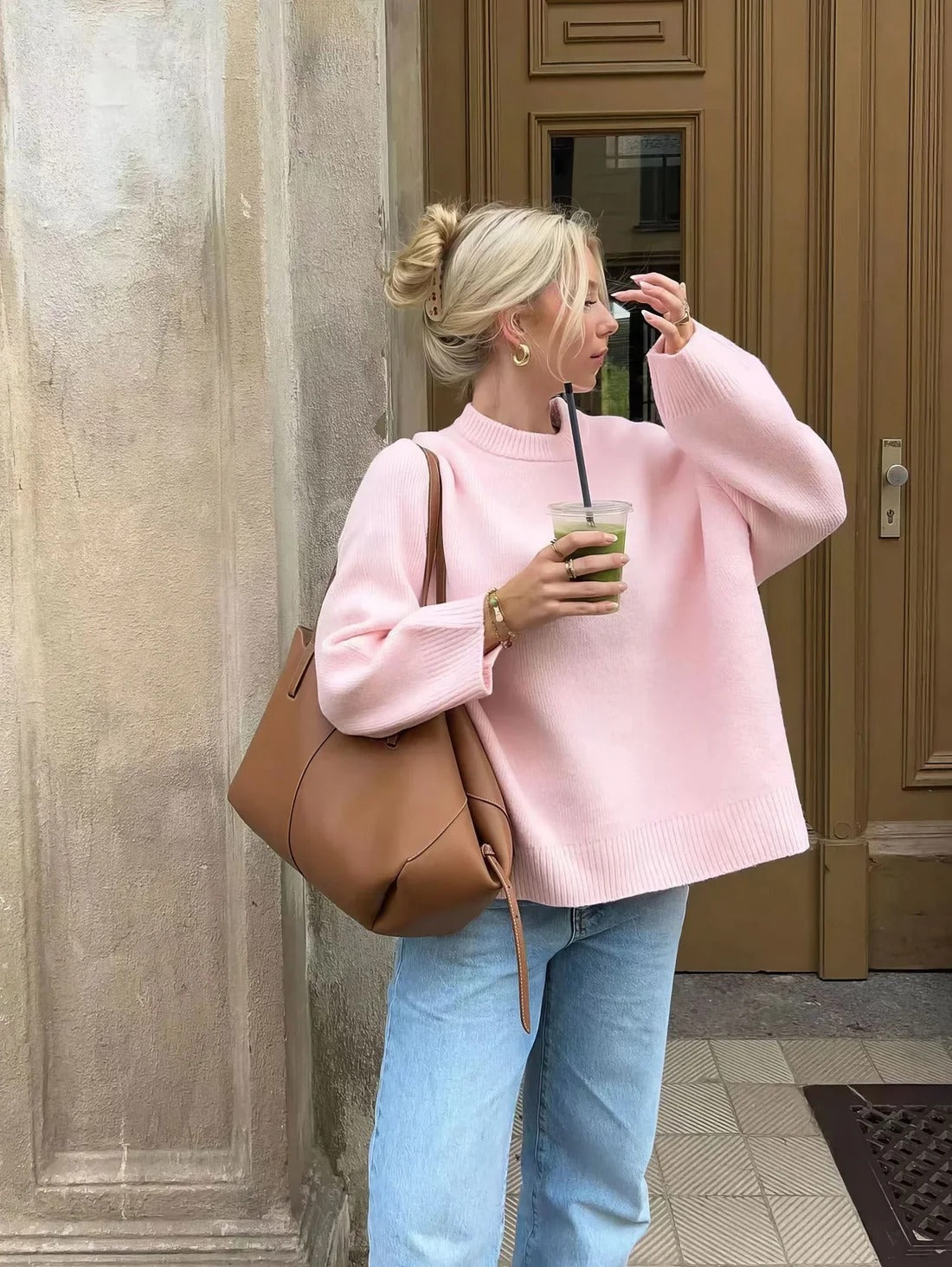 Pullover Damen mit oversized Schnitt und langen Ärmeln - J&B - 4 - Jasminaboutique.com