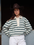Pullover Damen mit Kragen und gestreiftem Design - J&B - 1 - Jasminaboutique.com