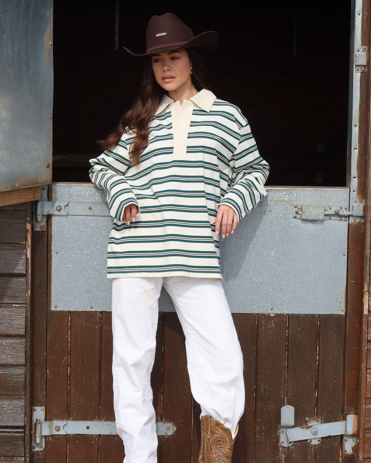 Pullover Damen mit Kragen und gestreiftem Design - J&B - 2 - Jasminaboutique.com