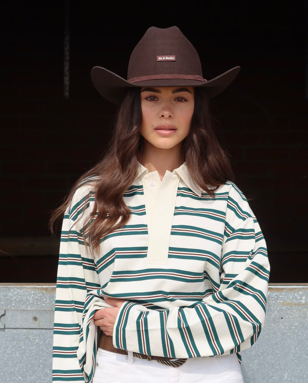Pullover Damen mit Kragen und gestreiftem Design - J&B - 4 - Jasminaboutique.com