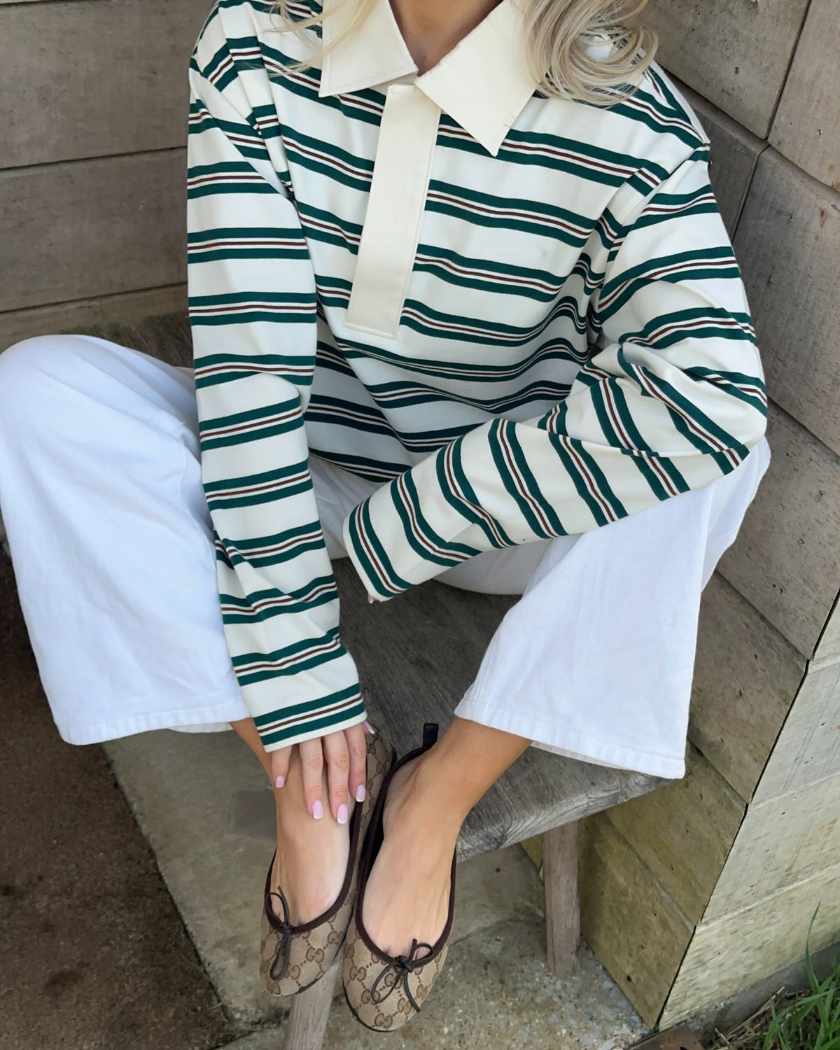 Pullover Damen mit Kragen und gestreiftem Design - J&B - 6 - Jasminaboutique.com