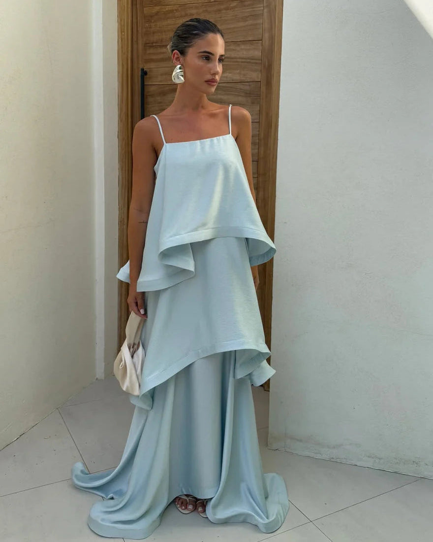 Maxikleid Damen mit schwingendem Schnitt und asymmetrischem Saum - J&B - 3 - Jasminaboutique.com