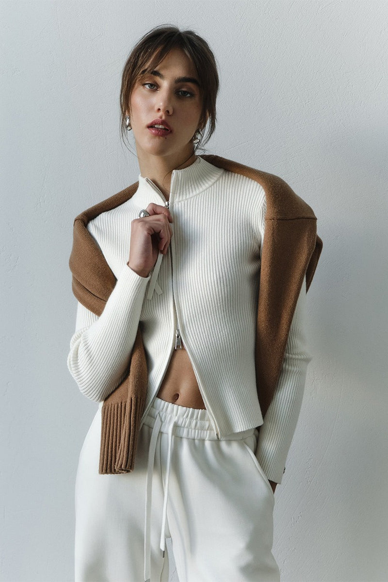 Cardigan Damen mit Stehkragen und Reißverschluss - J&B - 5 - Jasminaboutique.com
