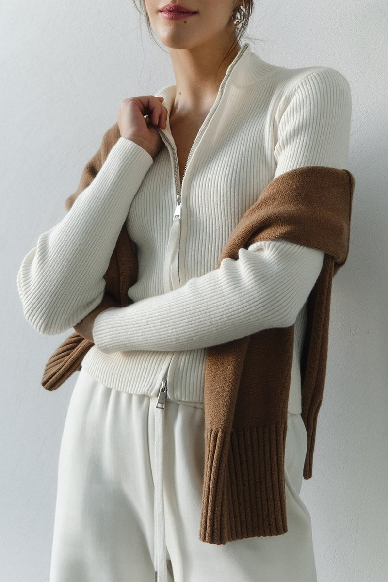 Cardigan Damen mit Stehkragen und Reißverschluss - J&B - 9 - Jasminaboutique.com