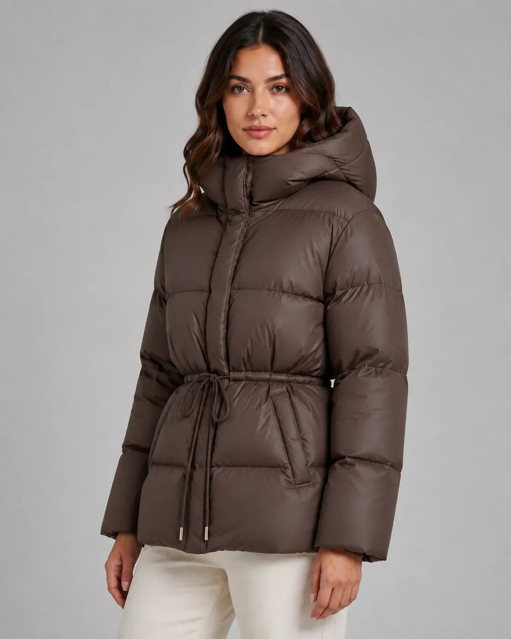 Damen Jacke mit Taillenzug und Kapuze - J&B - 1 - Jasminaboutique.com