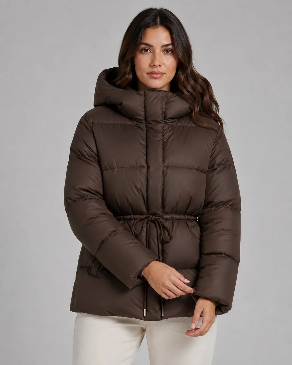 Damen Jacke mit Taillenzug und Kapuze - J&B - 2 - Jasminaboutique.com