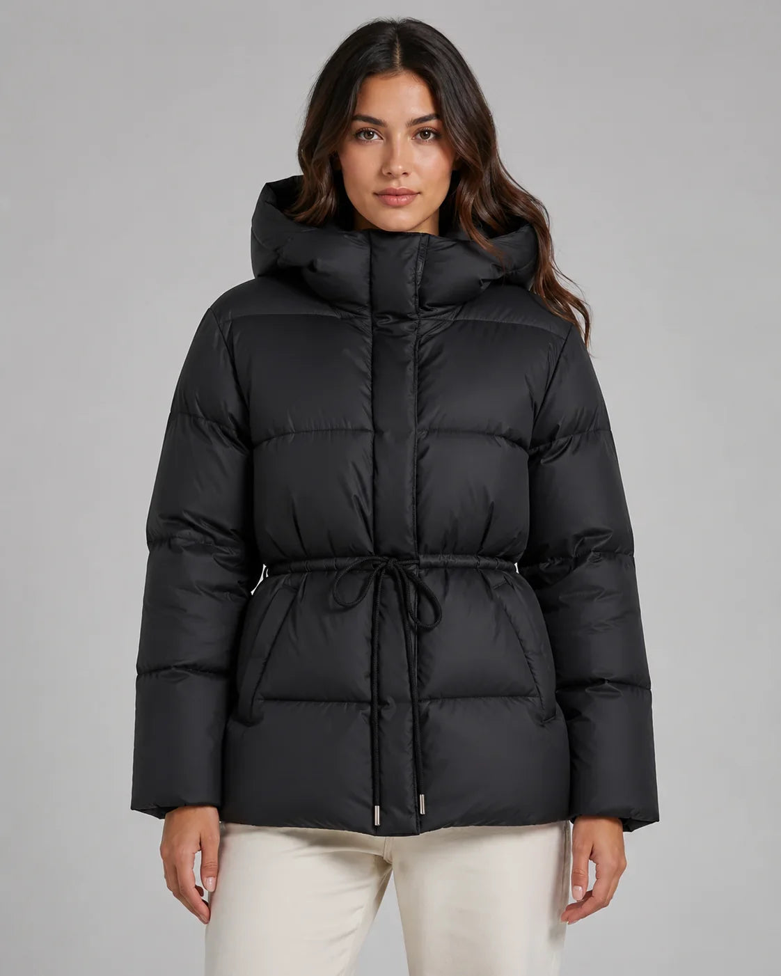 Damen Jacke mit Taillenzug und Kapuze - J&B - 8 - Jasminaboutique.com
