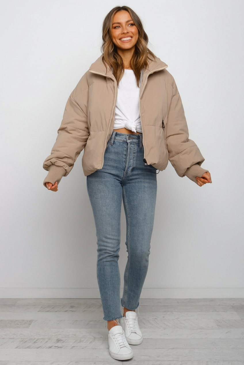 Damen Jacke mit Stehkragen und lässiger Passform - J&B - 5 - Jasminaboutique.com