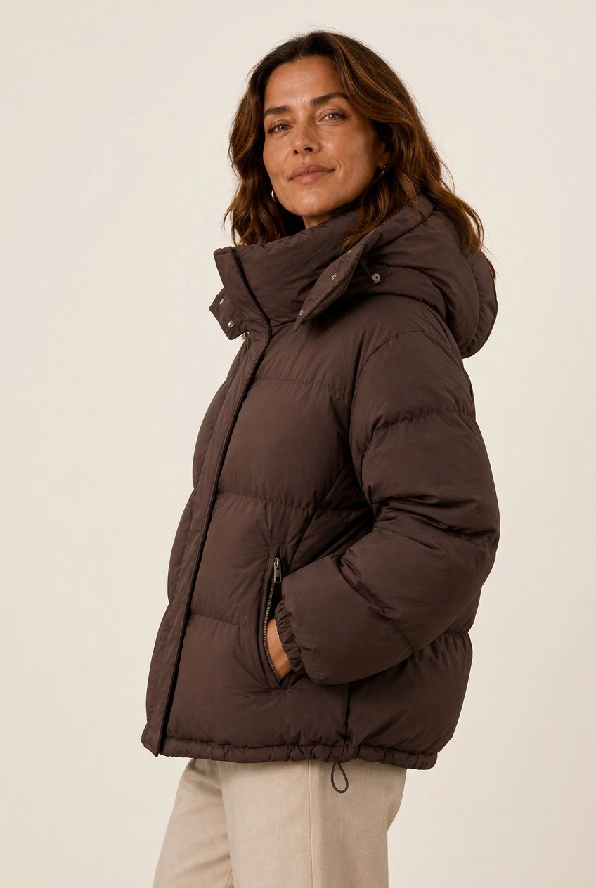 Jacke Damen Oversized mit Kapuze und Reißverschluss - J&B - 3 - Jasminaboutique.com