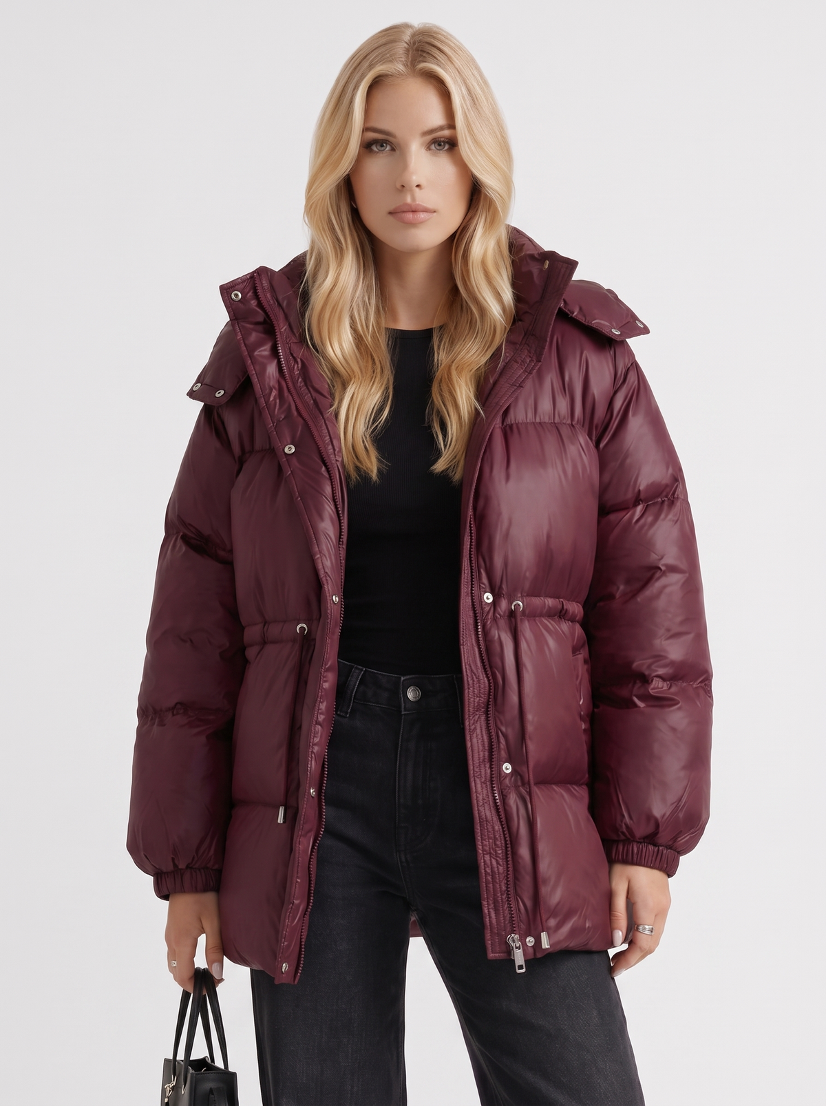 Jacke Damen mit Kapuze und verstellbarem Taillenzug - J&B - 7 - Jasminaboutique.com