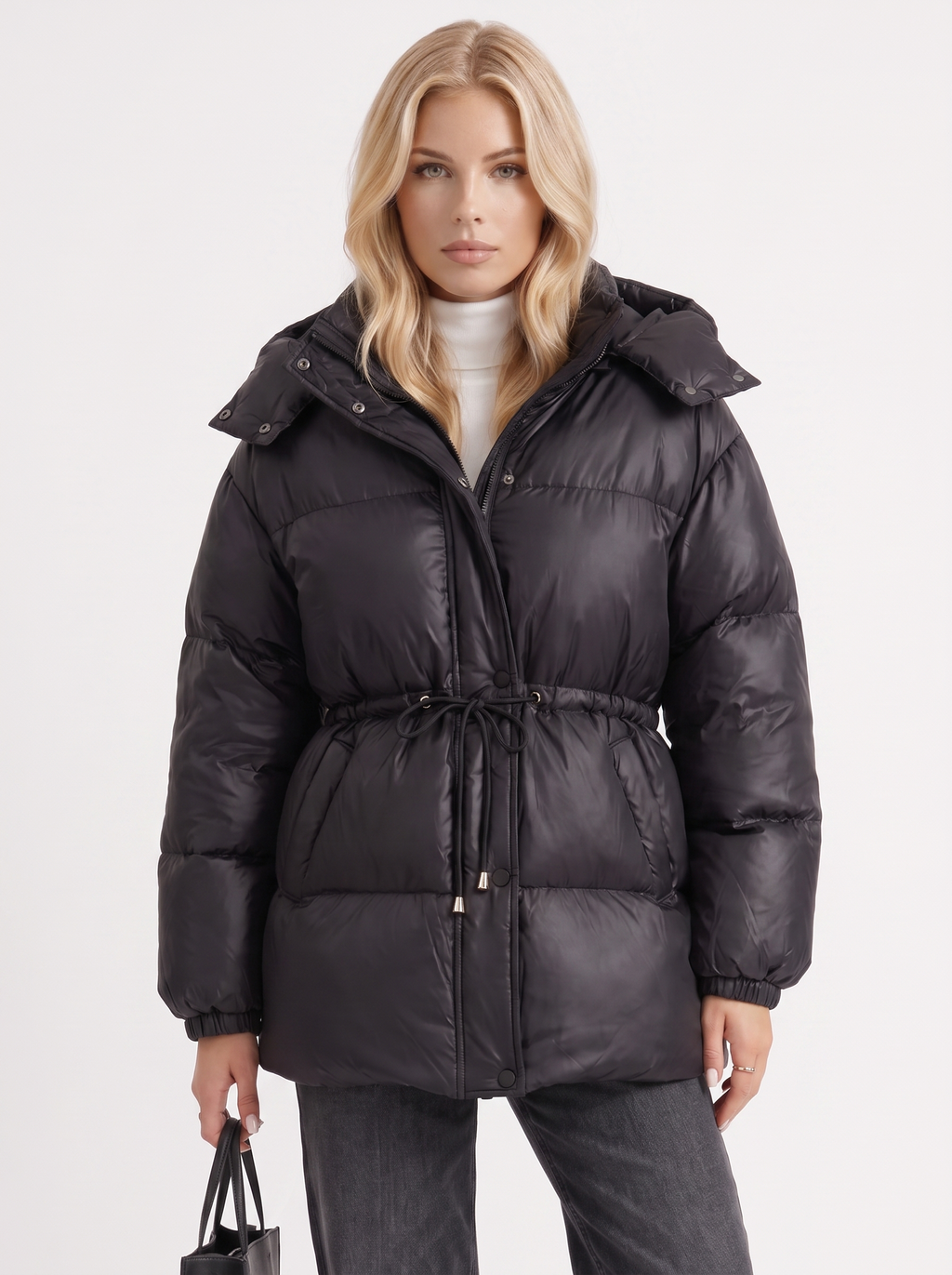 Jacke Damen mit Kapuze und verstellbarem Taillenzug - J&B - 19 - Jasminaboutique.com