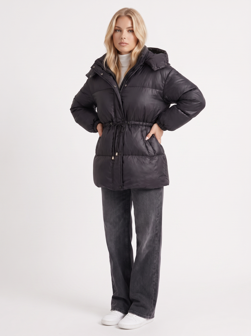 Jacke Damen mit Kapuze und verstellbarem Taillenzug - J&B - 21 - Jasminaboutique.com