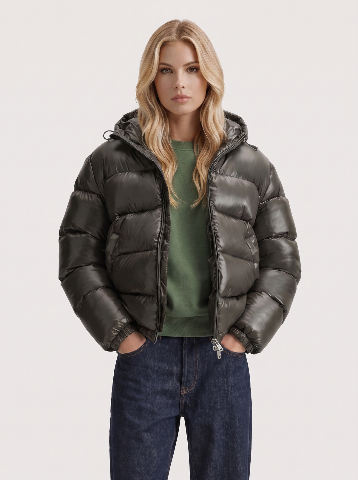 Jacke Damen mit Kapuze und gepolstertem Schnitt - J&B - 1 - Jasminaboutique.com