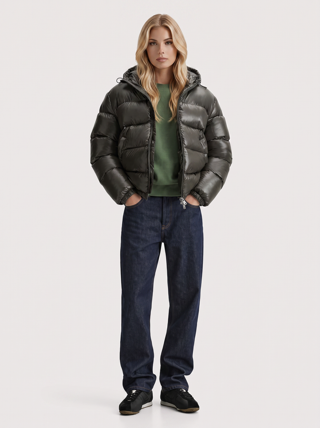 Jacke Damen mit Kapuze und gepolstertem Schnitt - J&B - 2 - Jasminaboutique.com