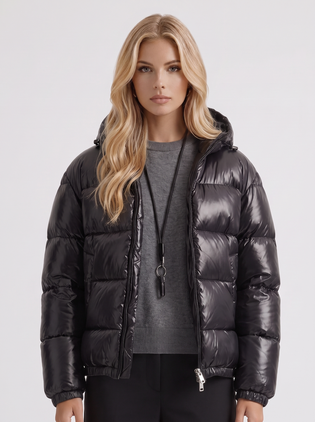 Jacke Damen mit Kapuze und gepolstertem Schnitt - J&B - 8 - Jasminaboutique.com