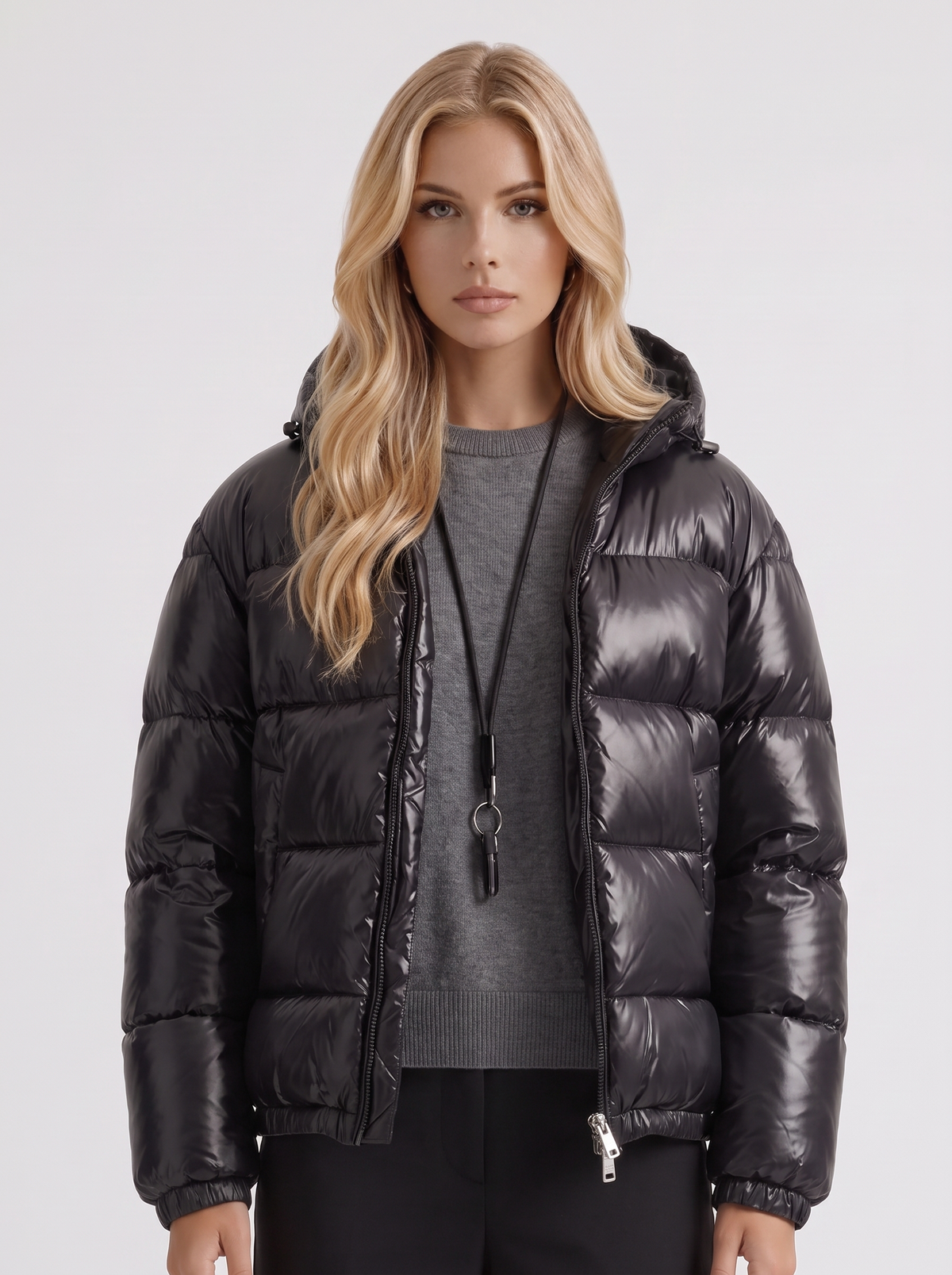 Jacke Damen mit Kapuze und gepolstertem Schnitt - J&B - 8 - Jasminaboutique.com