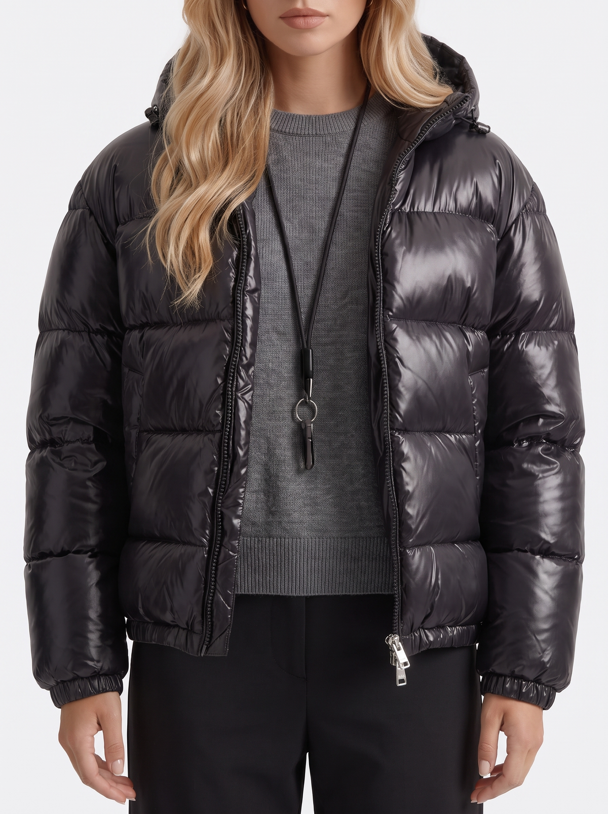 Jacke Damen mit Kapuze und gepolstertem Schnitt - J&B - 12 - Jasminaboutique.com