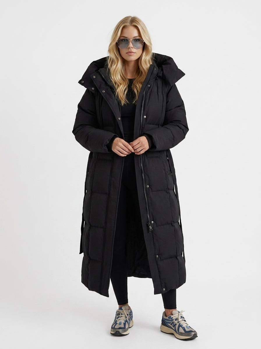 Wintermantel Damen mit Kapuze und langer Silhouette - J&B - 1 - Jasminaboutique.com