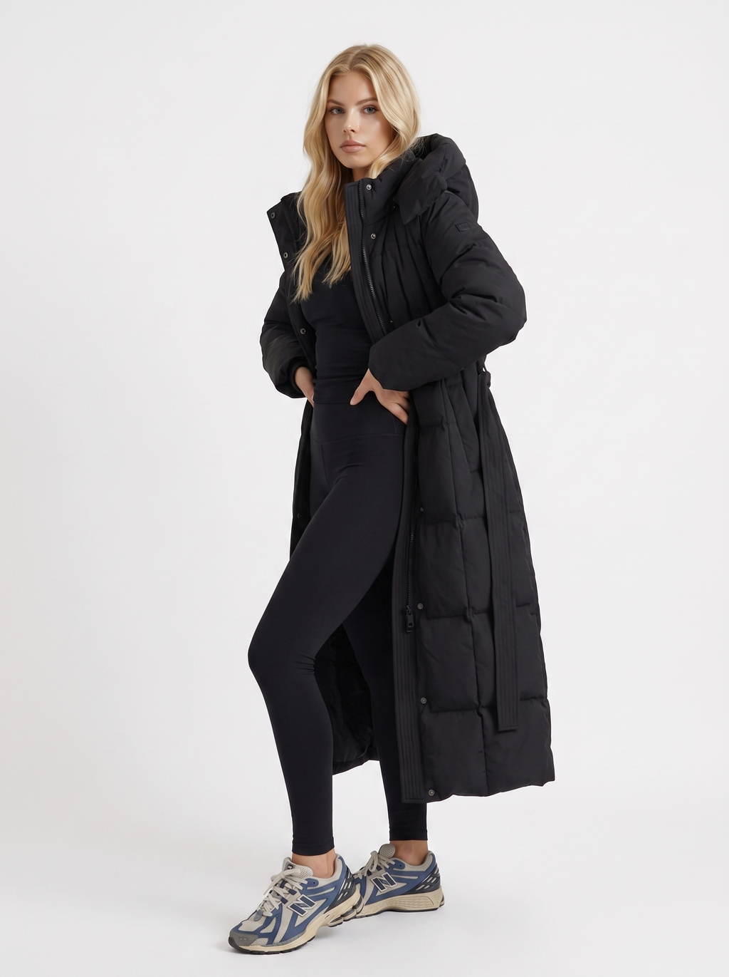 Wintermantel Damen mit Kapuze und langer Silhouette - J&B - 3 - Jasminaboutique.com