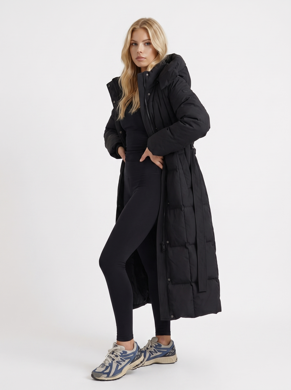Wintermantel Damen mit Kapuze und langer Silhouette - J&B - 3 - Jasminaboutique.com