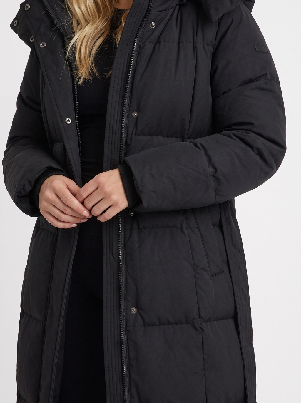 Wintermantel Damen mit Kapuze und langer Silhouette - J&B - 6 - Jasminaboutique.com