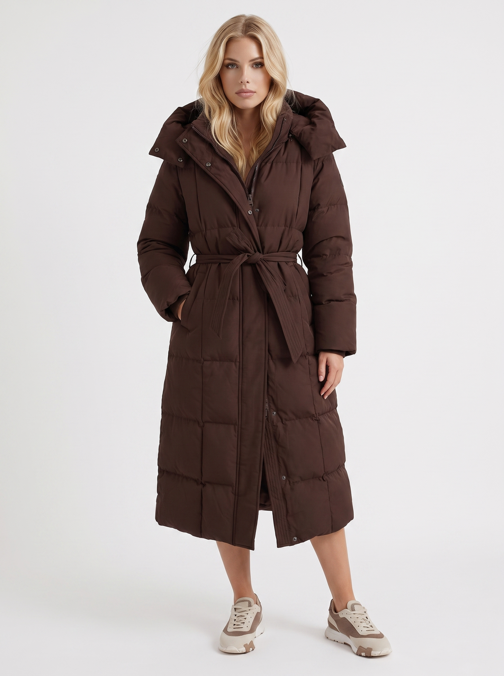 Wintermantel Damen mit Kapuze und langer Silhouette - J&B - 7 - Jasminaboutique.com