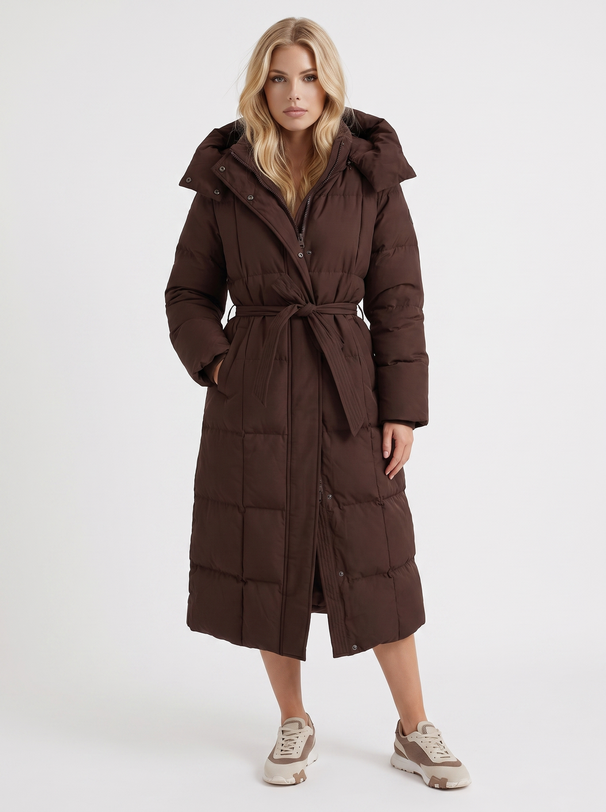 Wintermantel Damen mit Kapuze und langer Silhouette - J&B - 7 - Jasminaboutique.com